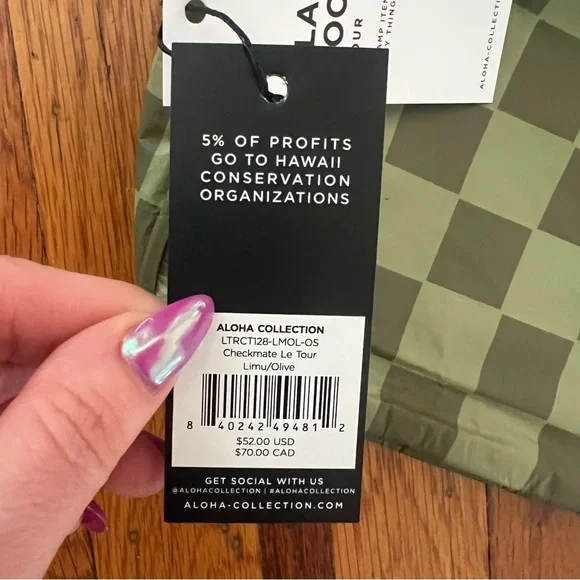 NWT Aloha Collection Le Tour checkmate olive green bag purse - Picture 3 of 3